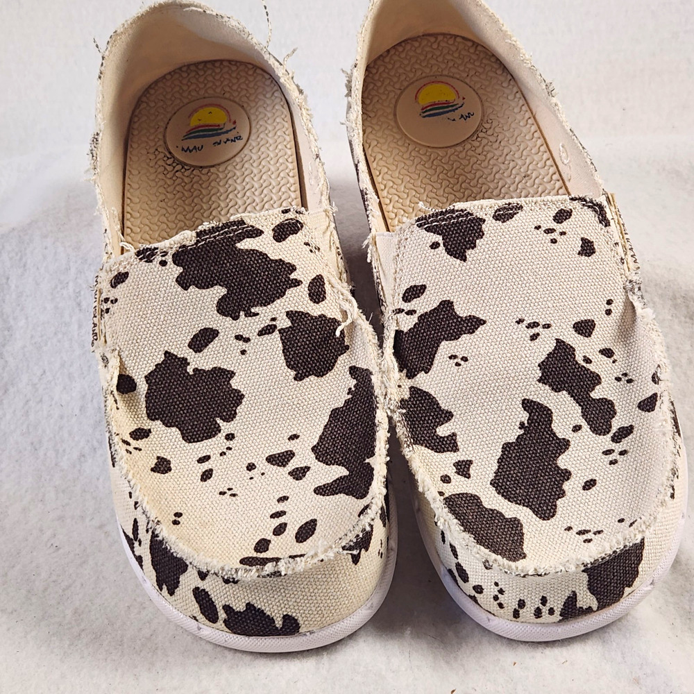 Maui and Sons Beachcomber Cow Print Canvas Slip-On Loafers Women’s 7.5 M